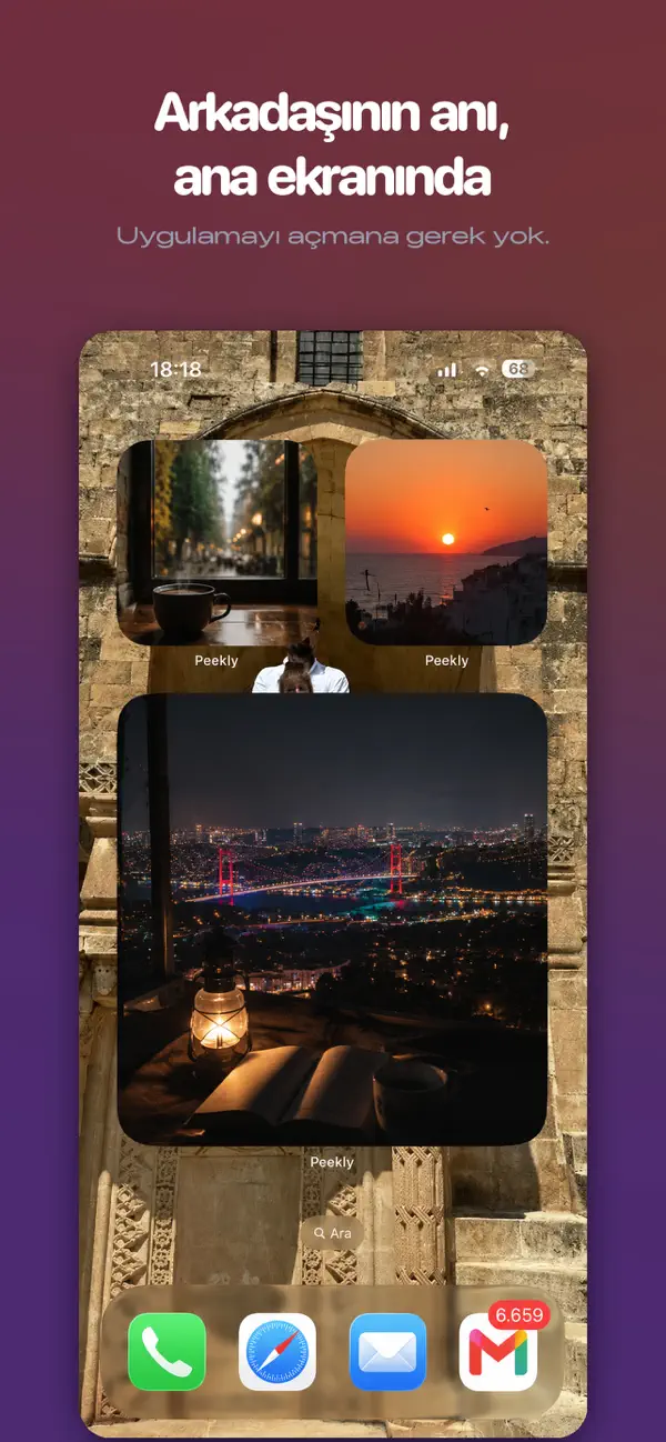 Peekly — arkadaşının anı ana ekranındaki widget'ta