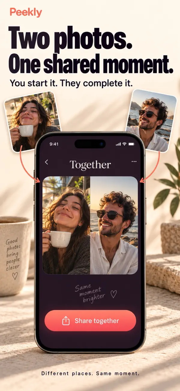 Peekly — shoot together: two shots in one widget