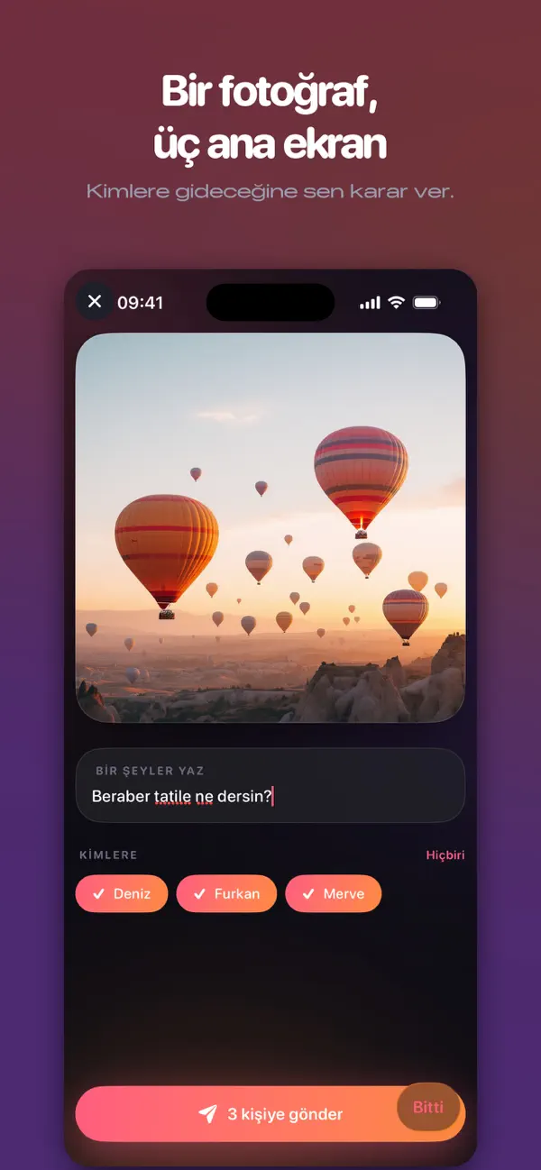 Peekly — fotoğraf gönderme ekranı