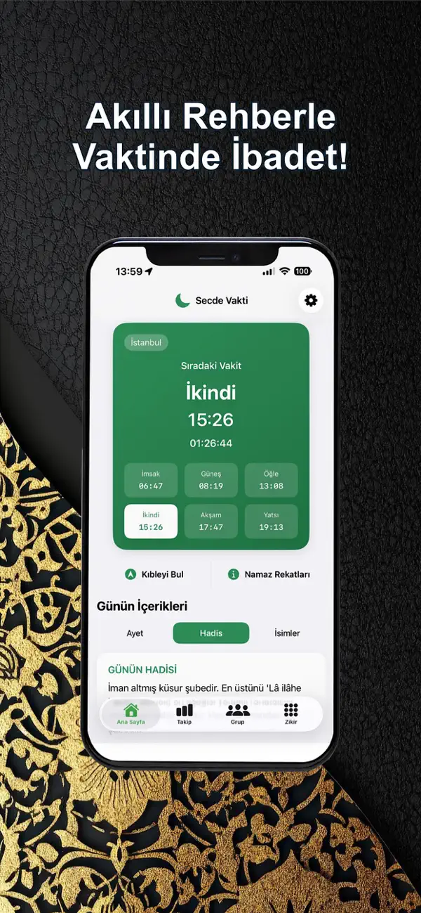 SecdeVakti — namaz vakitleri ekranı